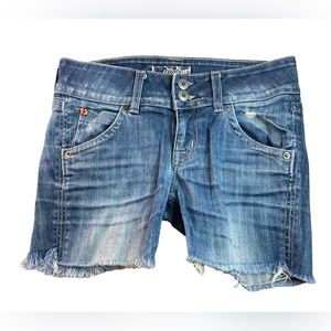Hudson distressed raw hem jean shorts 25